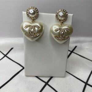 Chanel Pearl Heart Earrings